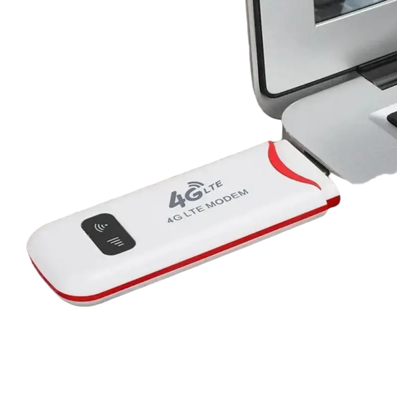 White and red 4G LTE USB portable WiFi router with antenna