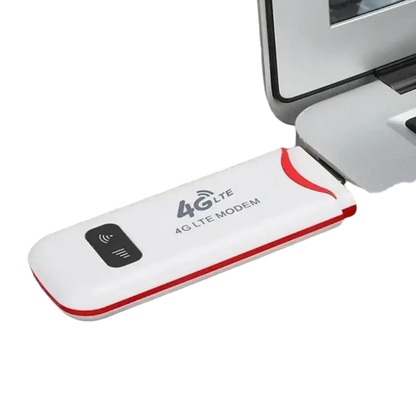 White and red 4G LTE USB portable WiFi router with antenna