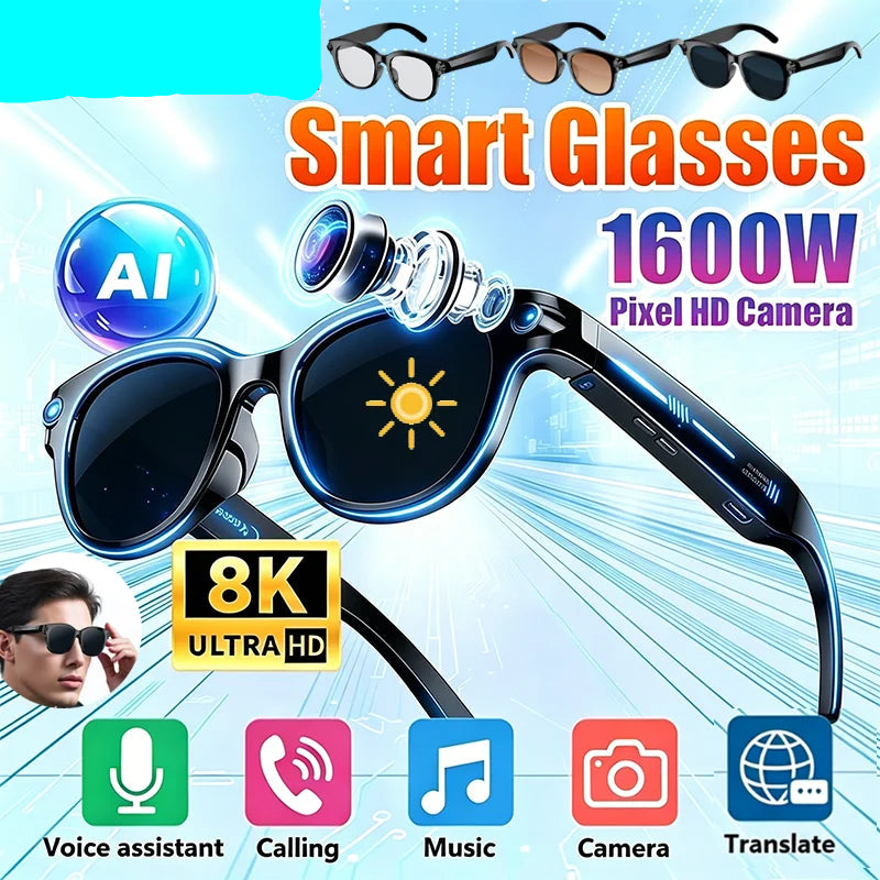 wearable AI sunglasses with video recording and music