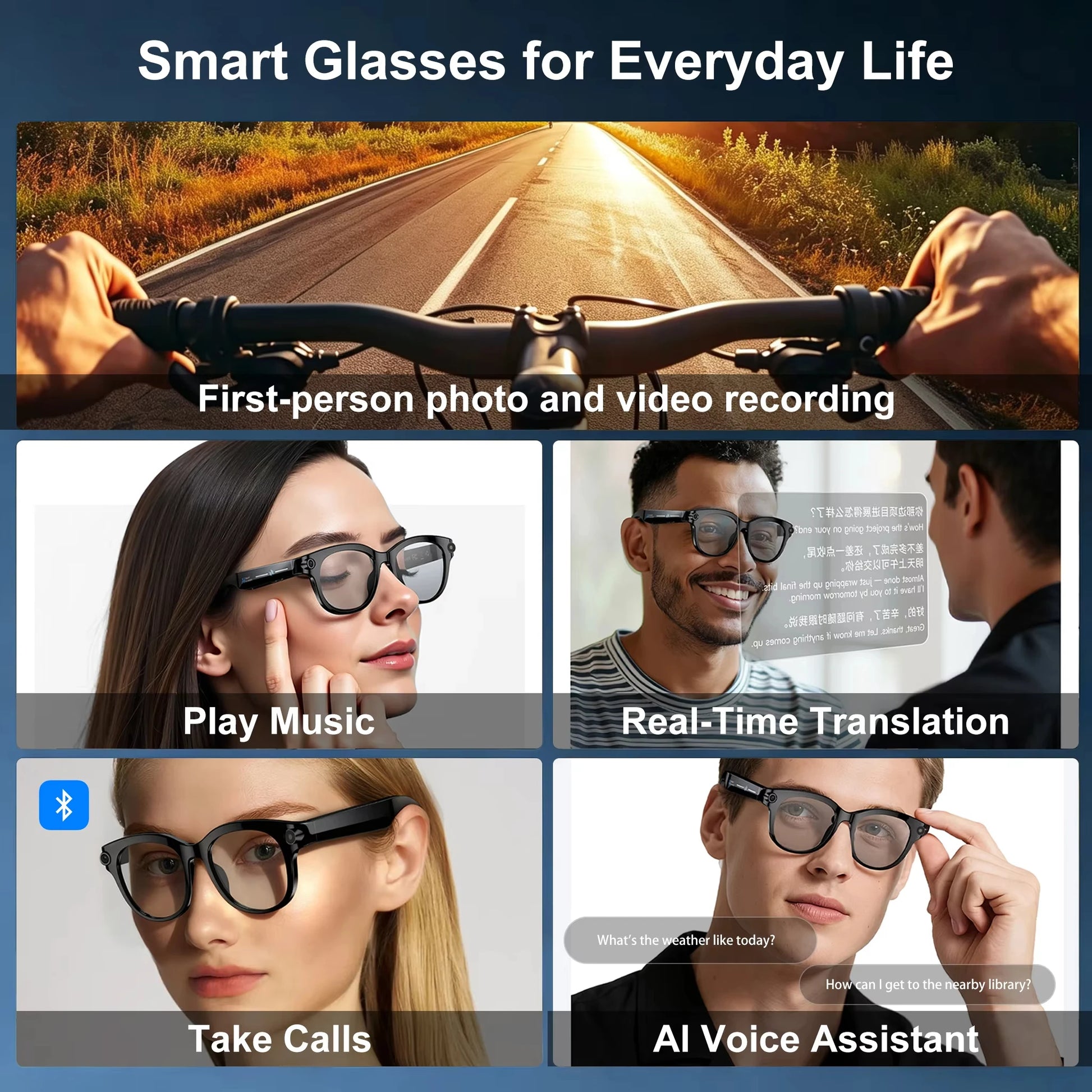 Bluetooth smart sunglasses with camera and object recognition