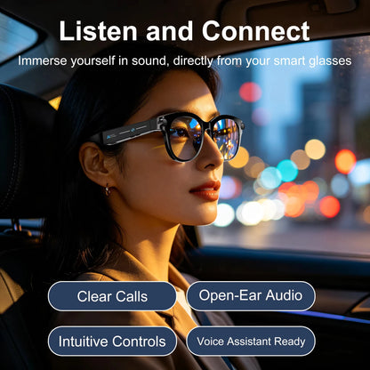 wearable AI glasses for video recording and music playback
