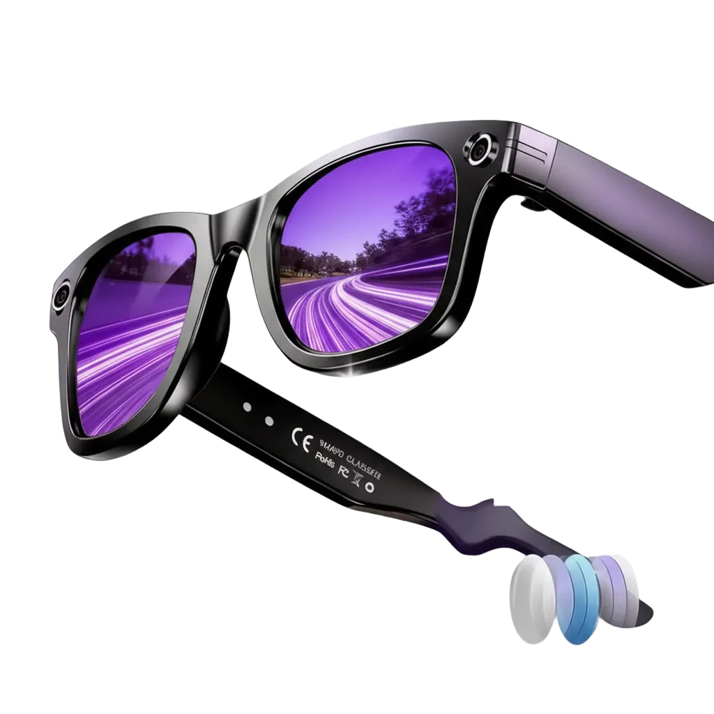 AI smart glasses with 8MP camera and Bluetooth calling