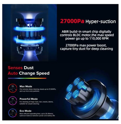 ABIR VC205 27000Pa Cordless Vacuum Cleaner Touch Screen