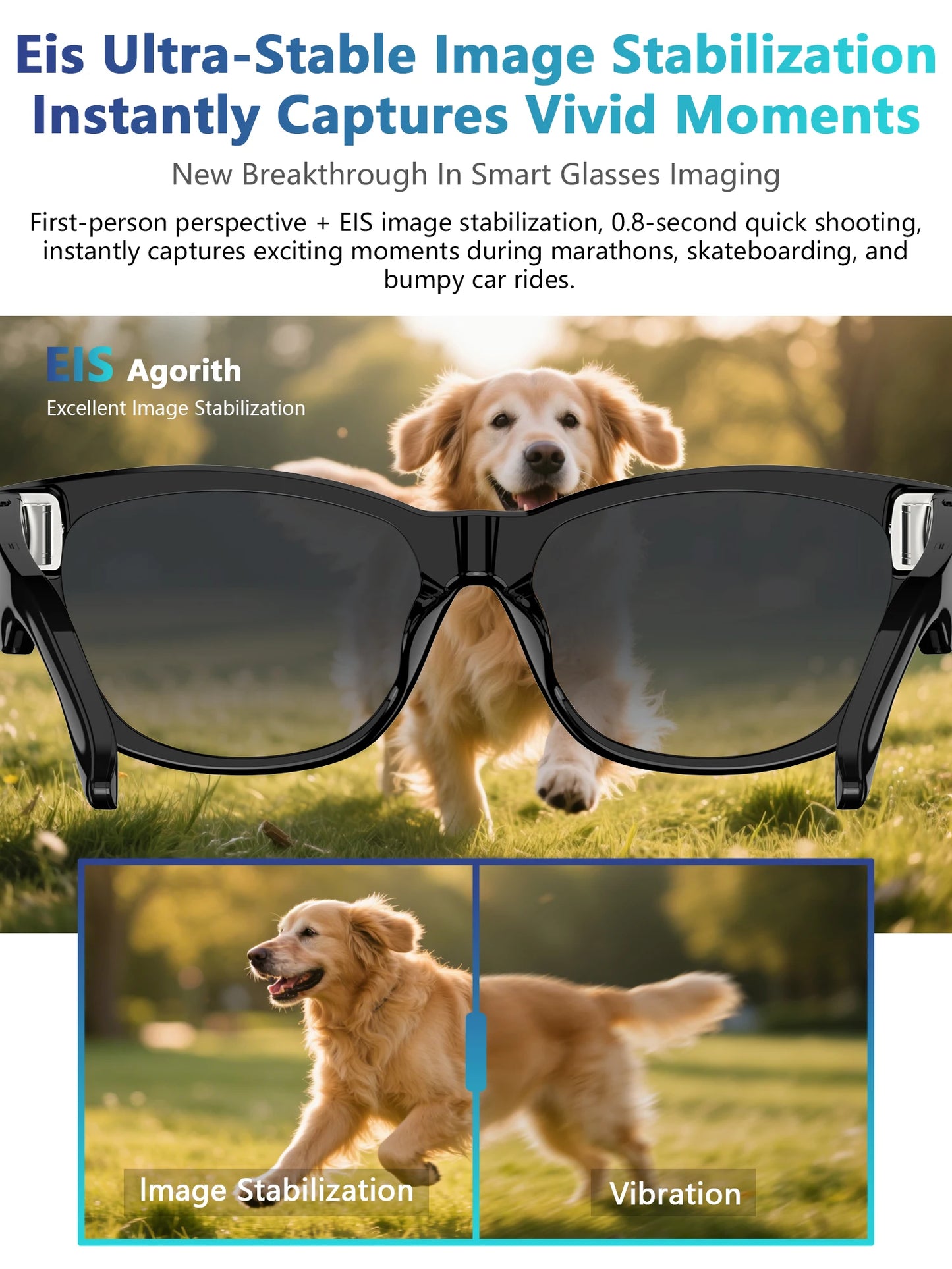 AI smart glasses 2K camera with high resolution 