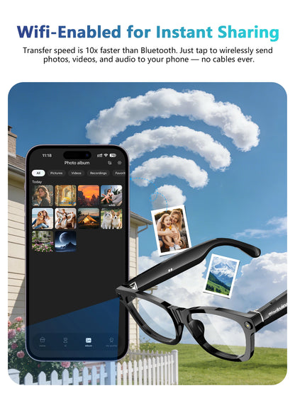 2K HD (800W Pixels) Camera smart glasses