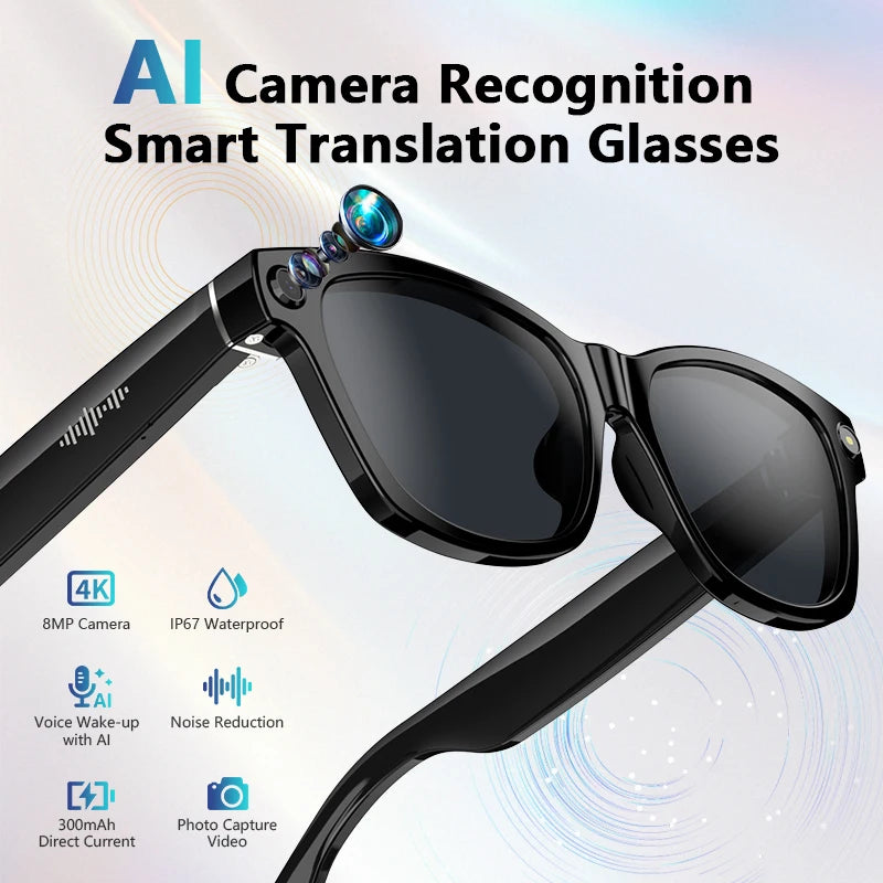 Bluetooth 5.3 wearable glasses with stereo speakers