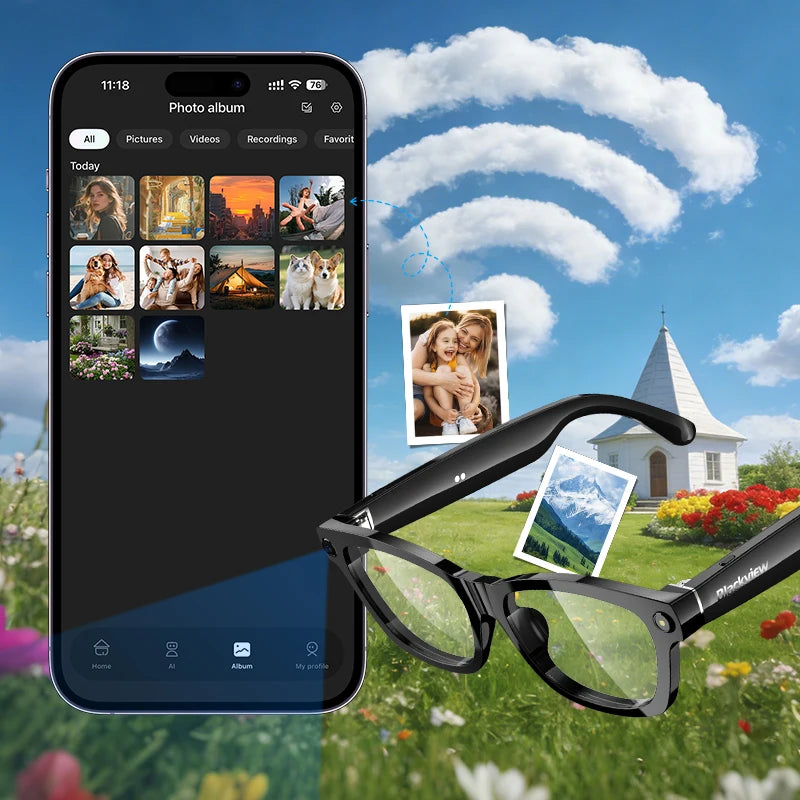 2K camera smart eyewear recording video POV hands-free glasses