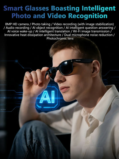 square frame smart glasses anti blue light lightweight design