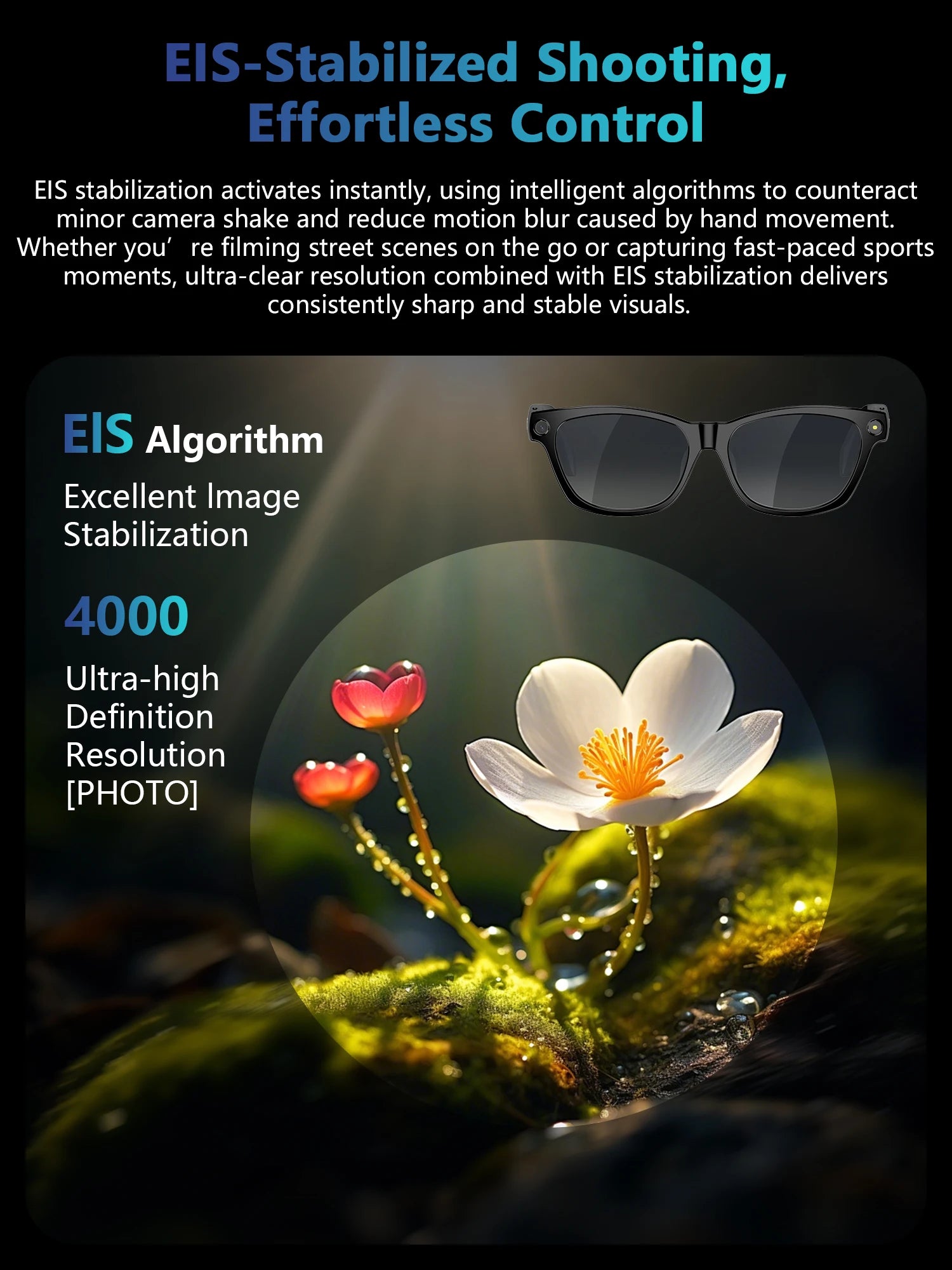 AI wearable glasses with stereo speakers and translation