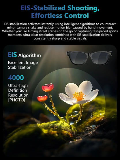 AI wearable glasses with stereo speakers and translation