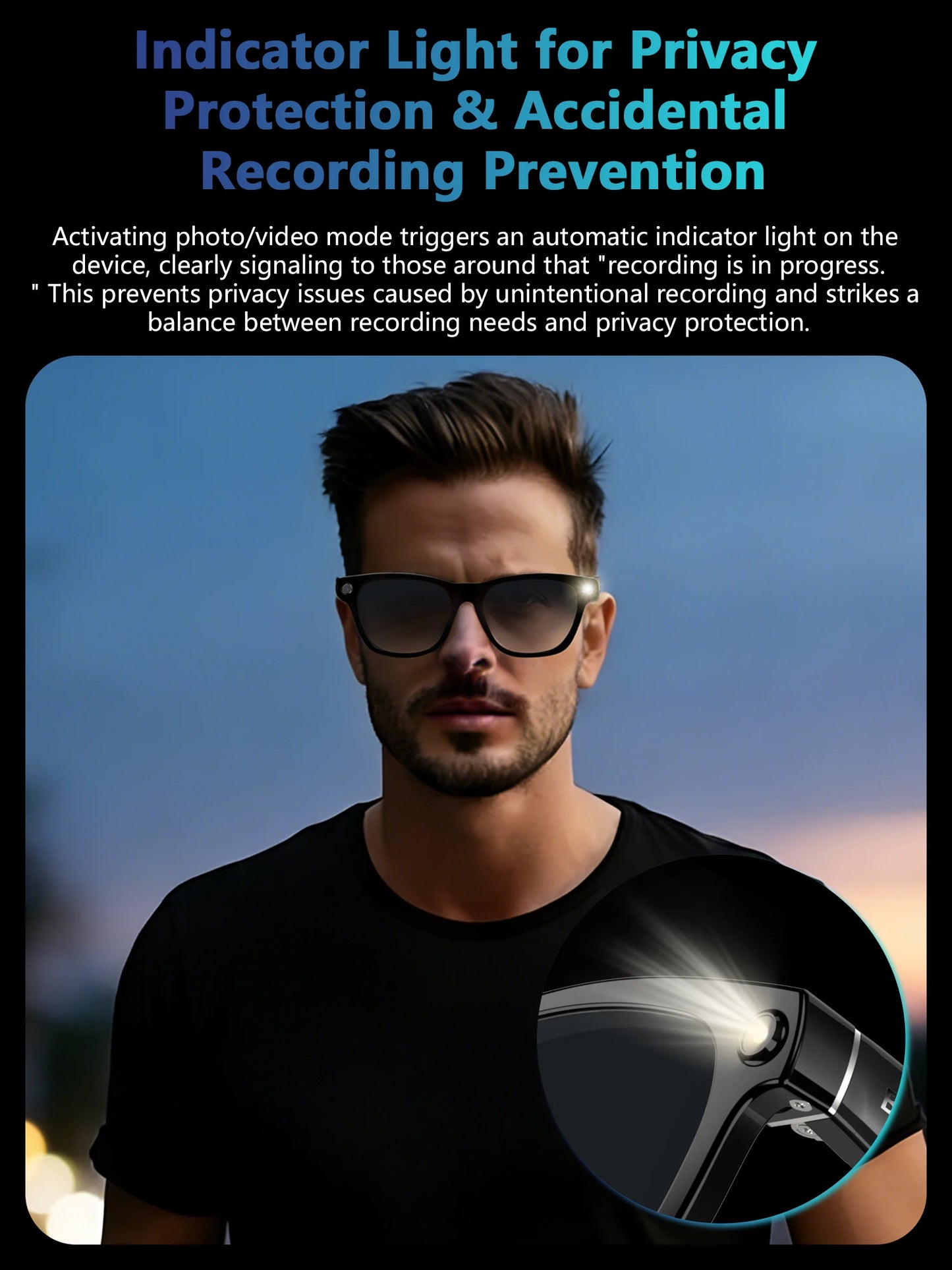 Bluetooth camera glasses for hands-free recording and calls