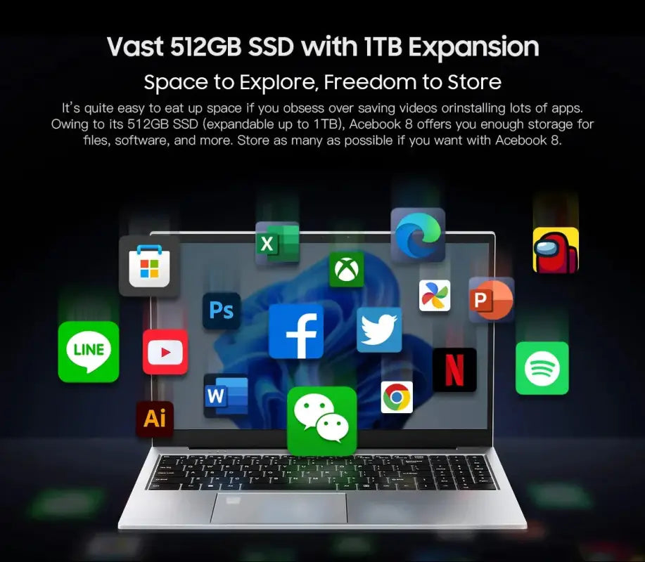 fast multitasking laptop with 16GB RAM and fingerprint