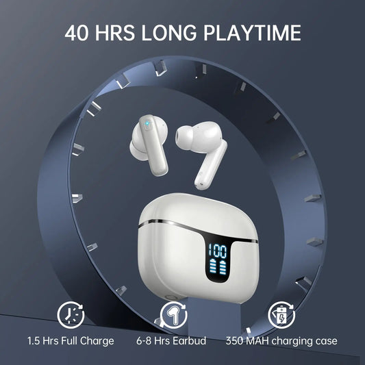 bluetooth 5.3 earbuds with ENC mic 40h playtime