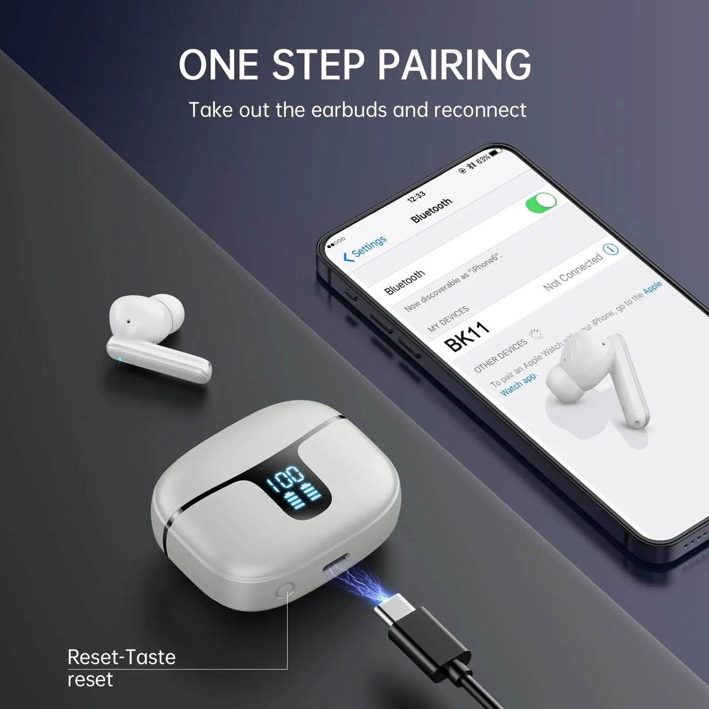 long battery life Bluetooth earbuds with comfort fit