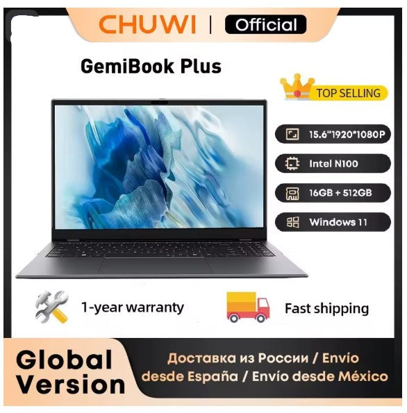 chuwi gemibook plus 15.6 inch laptop intel n100