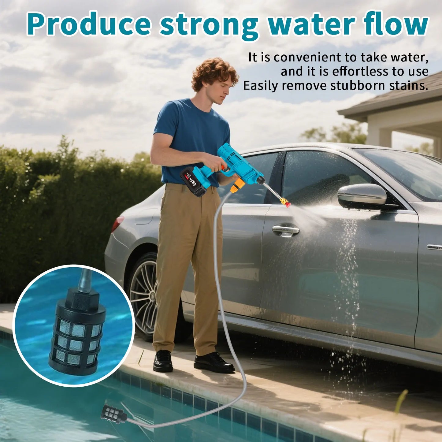battery powered pressure washer with copper nozzle
