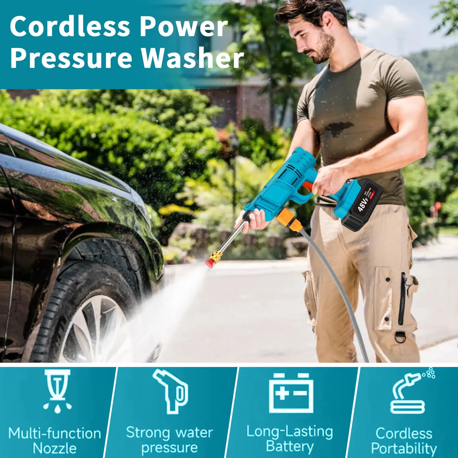 lightweight cordless washer for outdoor cleaning and vehicles