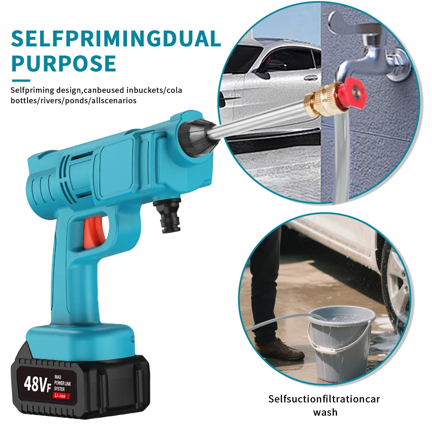 portable high pressure water gun for car wash and garden cleaning