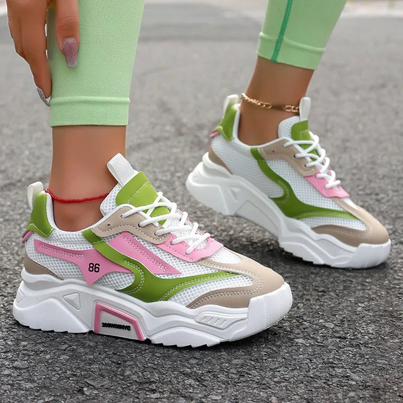 AJZE Designer Women Fashion Platform Sneakers - Front View