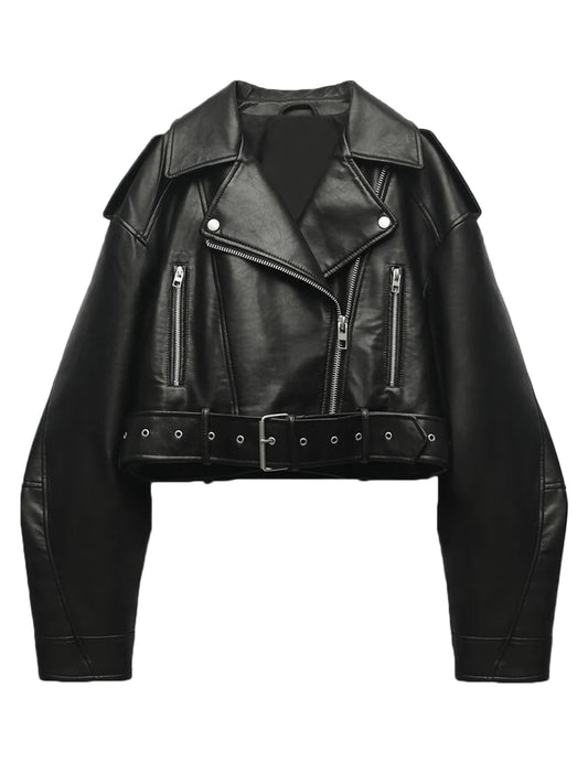 Fitaylor Lady High Street PU Leather Casual Jacket