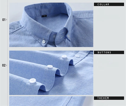Cotton Oxford Long Sleeve Plaid Striped Casual Shirts For Men