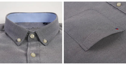 Cotton Oxford Long Sleeve Plaid Striped Casual Shirts For Men