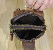 Vintage Crazy Horse Leather Small Summer Hip Bum Pouch Hook Design Case bag