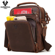 Humerpaul Genuine Large Capacity Leather Men Shoulder Vintage Cross Bags