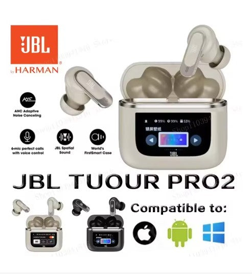 JBL Tour Pro 2 noise cancelling earbuds Bluetooth 5.3 audio