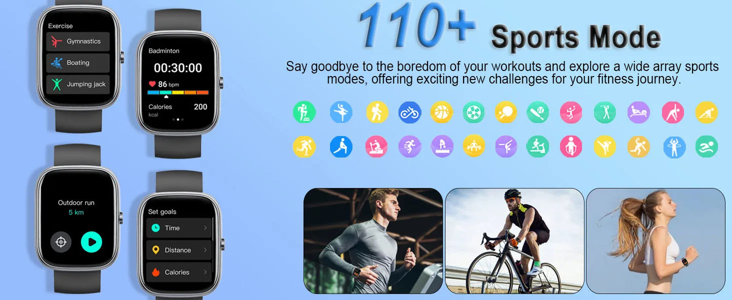smartwatch with Bluetooth calls, IP68 waterproof