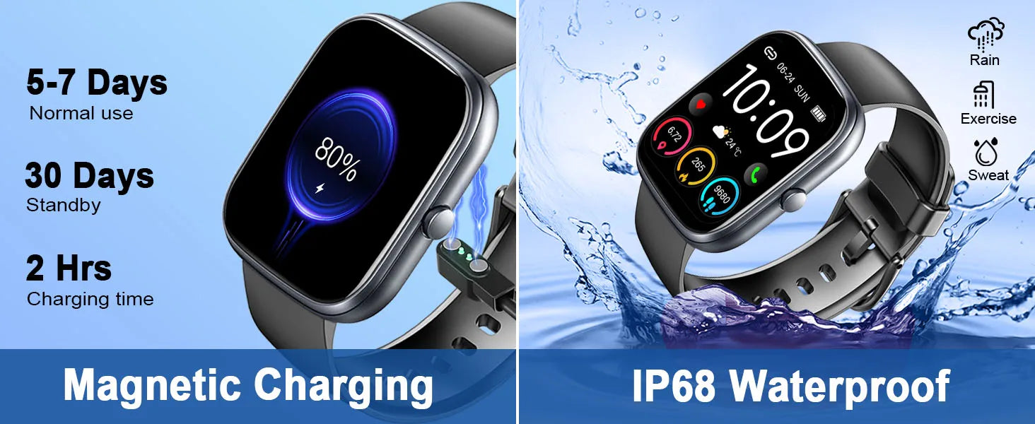 Smart watch with heart rate & sleep tracking, 110+ sports modes, GPS, Android iOS compatible