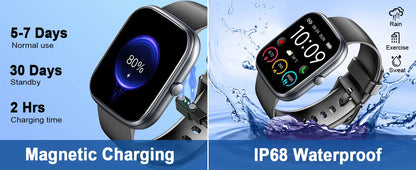 Smart watch with heart rate & sleep tracking, 110+ sports modes, GPS, Android iOS compatible