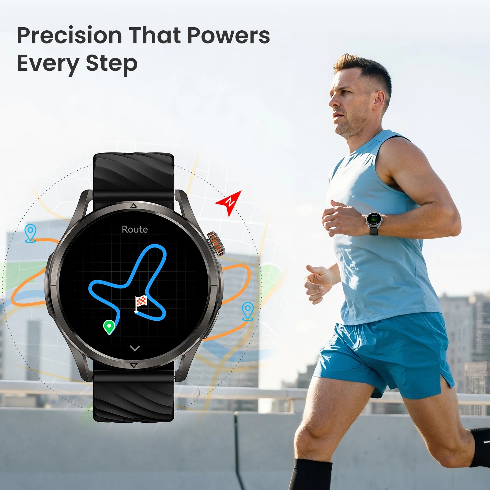 rugged smartwatch 5ATM IP69K waterproof for men