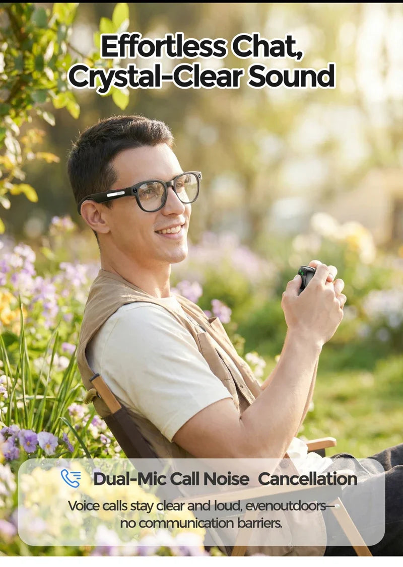 smart glasses dual lens camera 8mp hd photo and video
