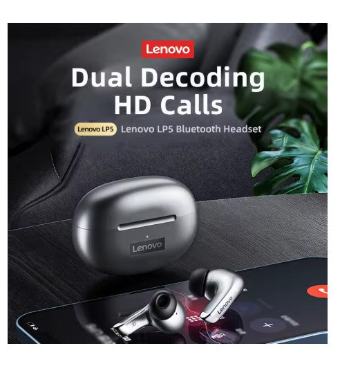 Lenovo LP5 wireless Bluetooth earbuds with charging case ANC audio