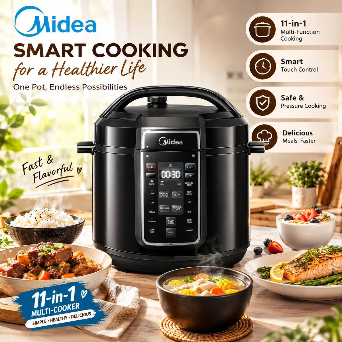 Midea Comfee 8L electric pressure cooker 1200W