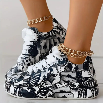 Hand-painted Graffiti Sneakers for Women