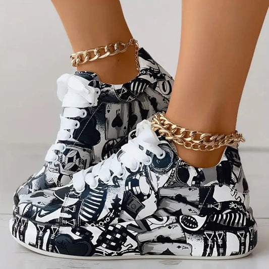 Hand-painted Graffiti Sneakers for Women
