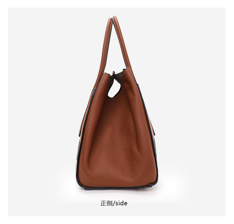 Genuine Leather Large Capacity Women’s Handbag – Plaid Wing Bag