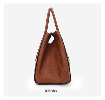 Genuine Leather Large Capacity Women’s Handbag – Plaid Wing Bag