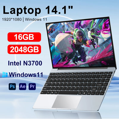 Ultra Slim Laptop 14.1" 16GB RAM 2TB SSD Intel N3700 Notebook 11 Pro