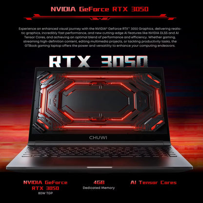 CHUWI GTBook Laptop Windows 11 Pro Intel i5-12450H RTX 3050 15.6 Inch