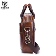 High Quality Business Bull-captain Cow Leather Briefcase Men Handbags
