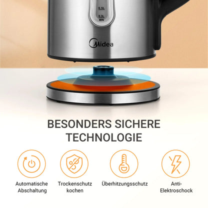Midea Stainless Steel Kettle with Temperature Setting And Vast Volume