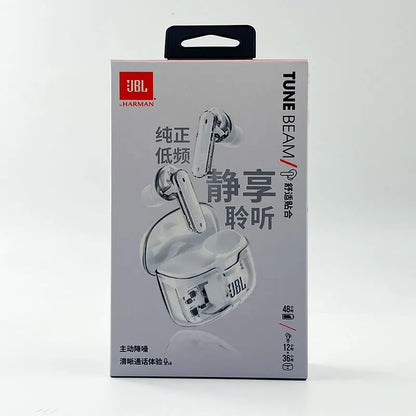 JBL TUNE BEAM GHOST Original TWS Bluetooth ANC Earphone BT 5.3 LE Audio IP54 Waterproof Active Noise Cancelling Earbuds With Mic