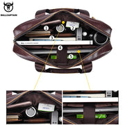 Borsa ventiquattrore da uomo in vera pelle Bull-Captain per laptop 14 Messenger