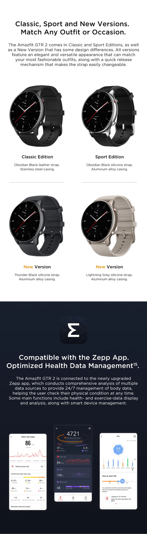 [New Version] Amazfit GTR 2 Smartwatch Alexa Built-in Ultra-long Battery Life