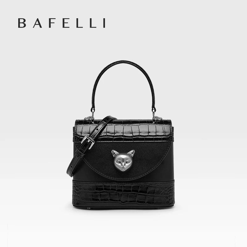 Bafelli Women's New Cross body Crocodile Grain Leather Handbag