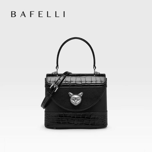 Bafelli Women's New Cross body Crocodile Grain Leather Handbag