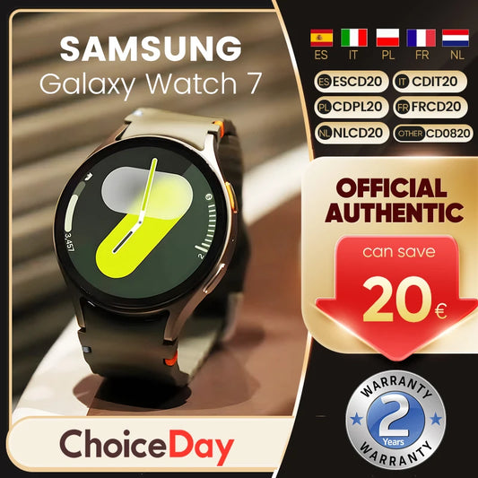 Samsung Galaxy Watch 7 40/44mm 2GB RAM+32GB ROM Batteria 300mAh Schermo Super AMOLED da 1,3'' Monitoraggio della salute Samsung Wear OS GPS WiFi